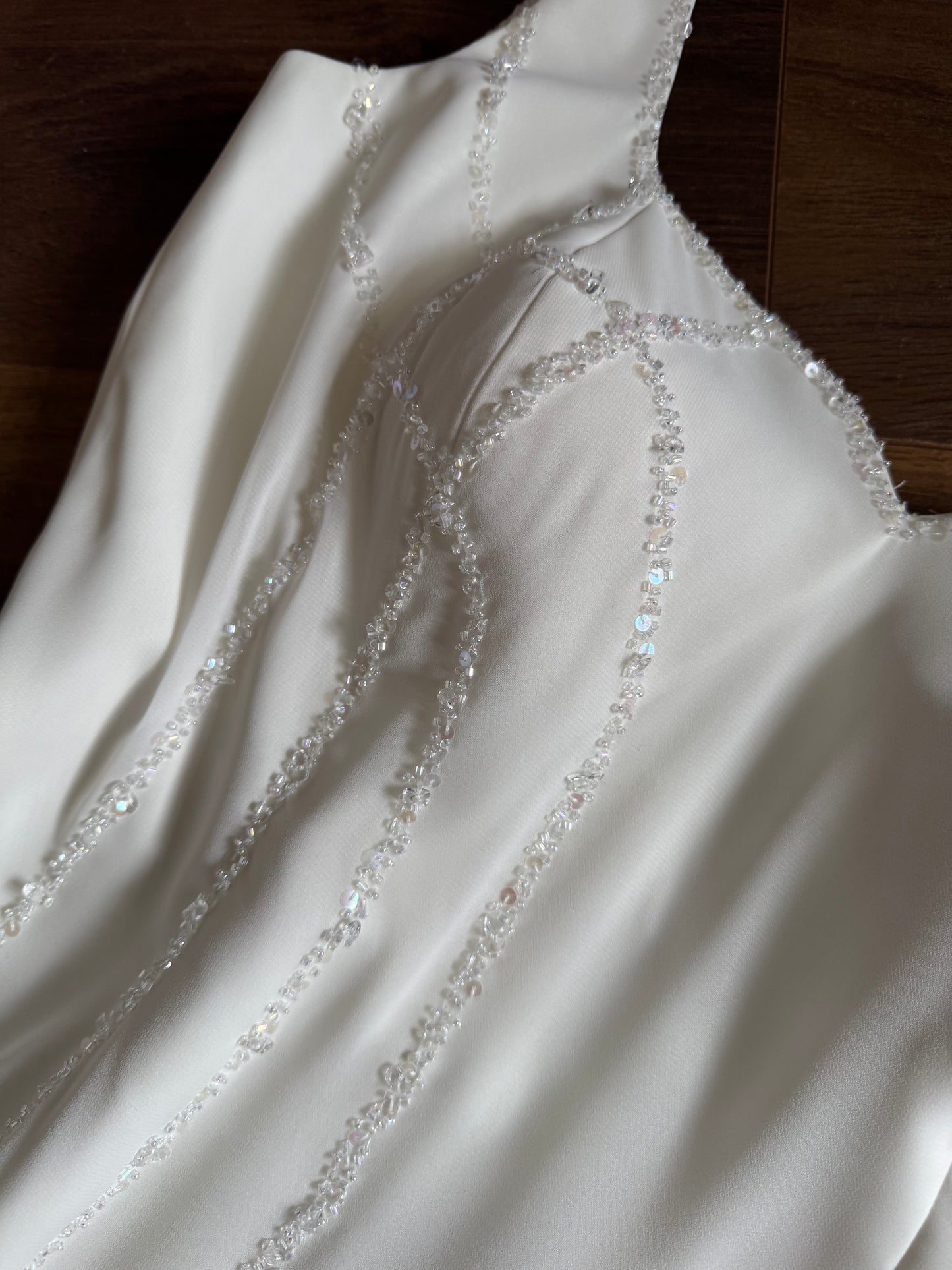 Ivory beaded chic wedding dress uk 16