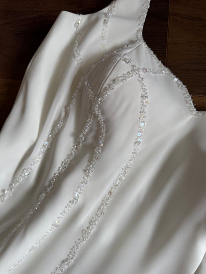 Ivory beaded chic wedding dress uk 16