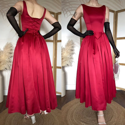 Berkertex red fit & flare evening dress uk 8