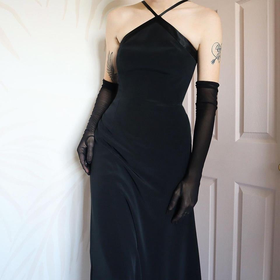Black Pearce Fionda High Neck Chic Evening Dress UK 10
