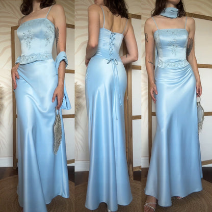 Yve London baby blue 3-piece prom set uk 8-10