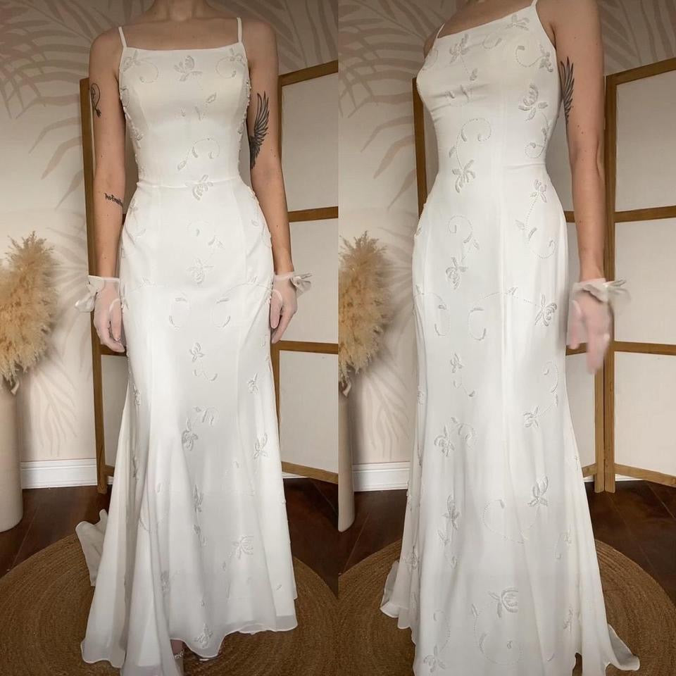 White beaded Berkertex Bride vintage wedding dress uk 12