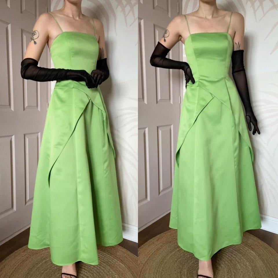 Morgan & Co green strappy back prom dress uk 10-12