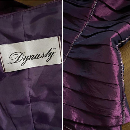 Dynasty taffeta purple 2-piece skirt & top prom set uk 10