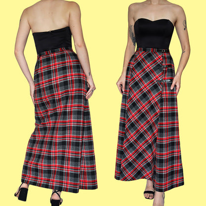 Alexon tartan wool blend maxi skirt UK 10