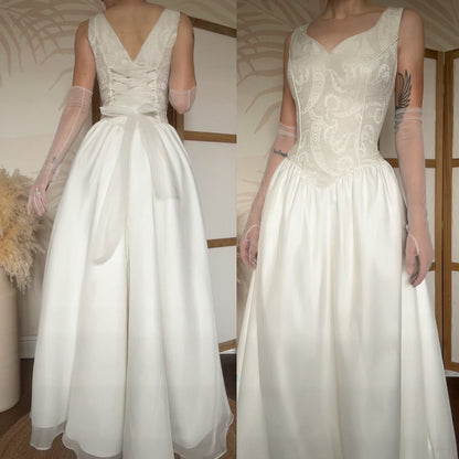 Ivory fit & flare wedding dress uk 12-14