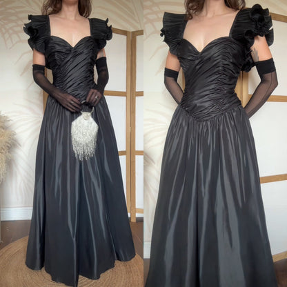 John Charles 80s black prom dress uk 12-14