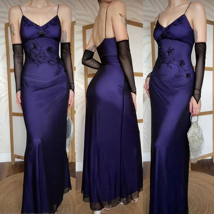 Purple stretch beaded evening dress uk 12-14