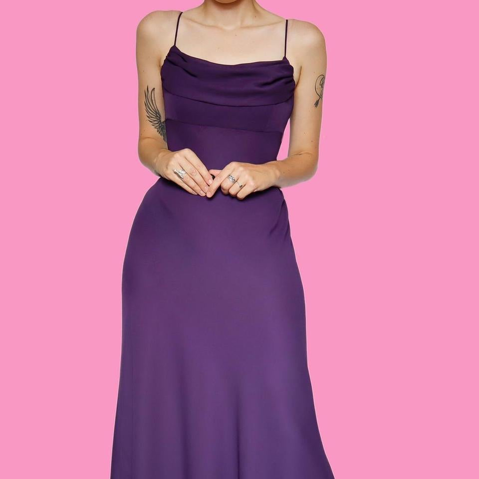 Purple Roman Originals chiffon evening gown UK 14
