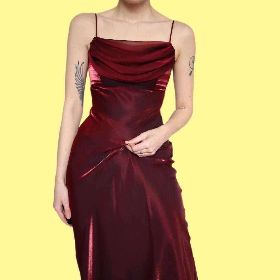 Nightway silky dark red evening dress UK 10