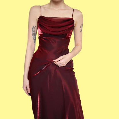 Nightway silky dark red evening dress UK 10