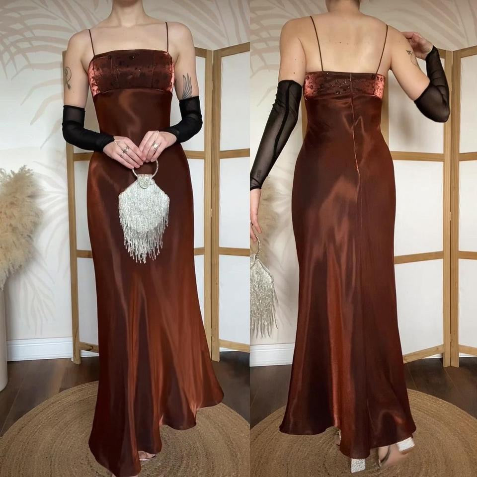 Morgan & Co metallic brown evening prom dress uk 10
