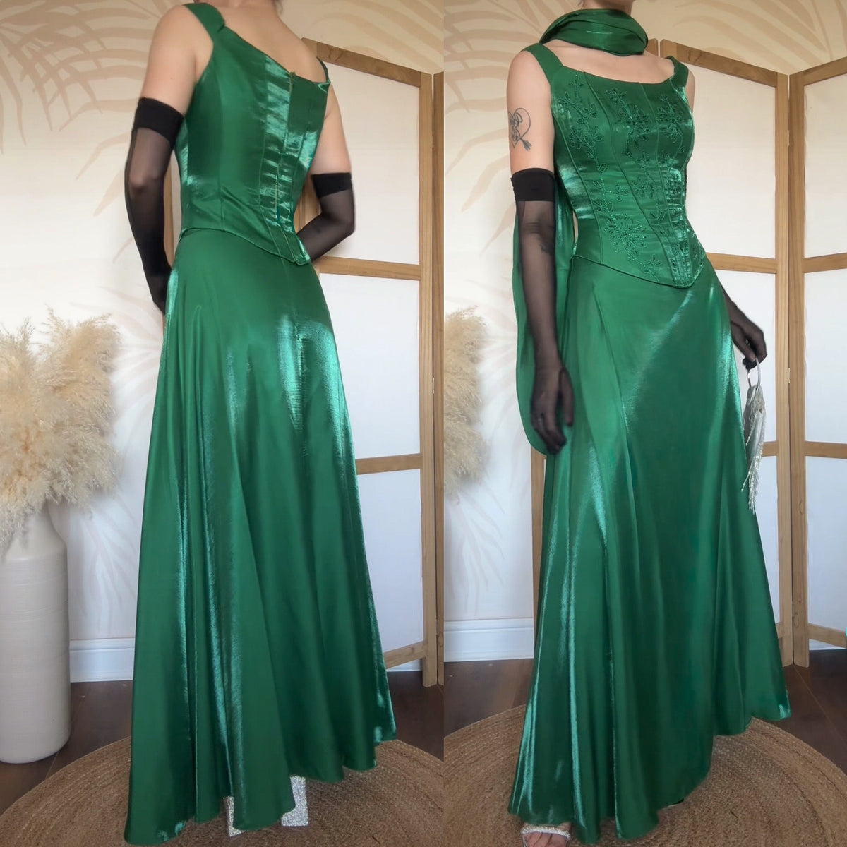 Forest green shimmery 3-piece prom set uk 12