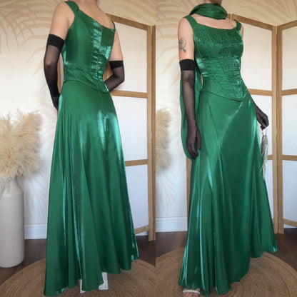 Forest green shimmery 3-piece prom set uk 12