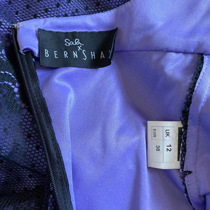 Purple & black lace fitted evening dress UK 10