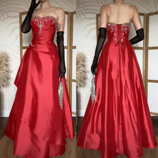 Strapless a-line beaded prom gown uk 12