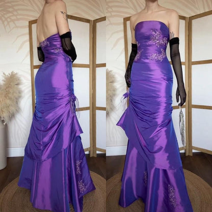 Hilary Morgan purple strapless taffeta prom dress uk 10-12