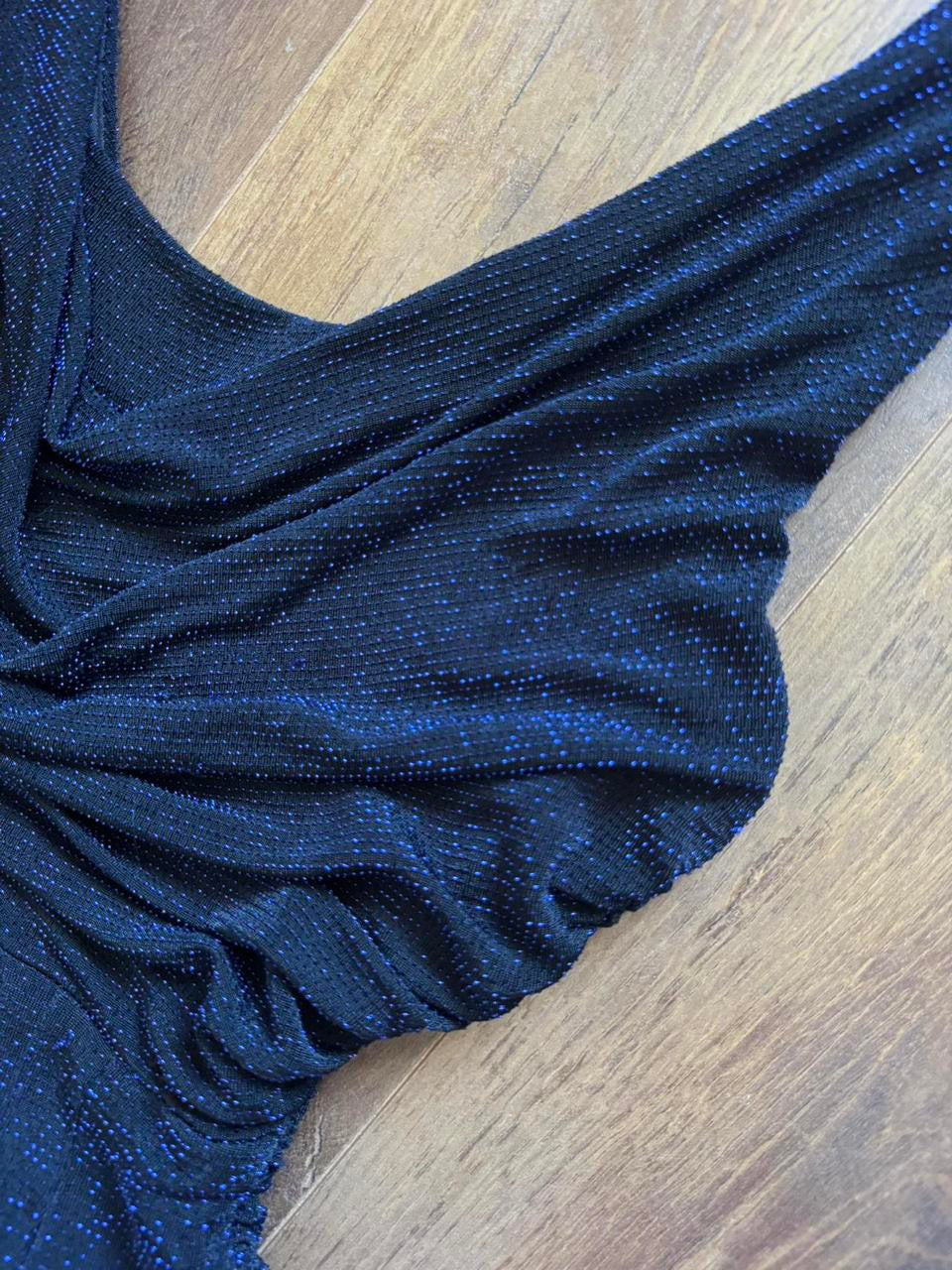 Black & blue metallic stretch evening dress uk 10