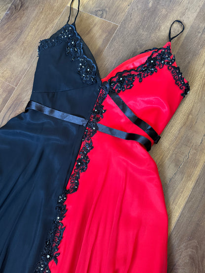 Yve London 100% silk red & black dress uk 14