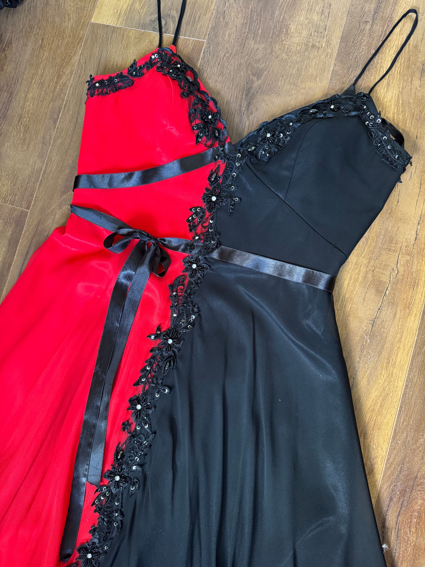 Yve London 100% silk red & black dress uk 14