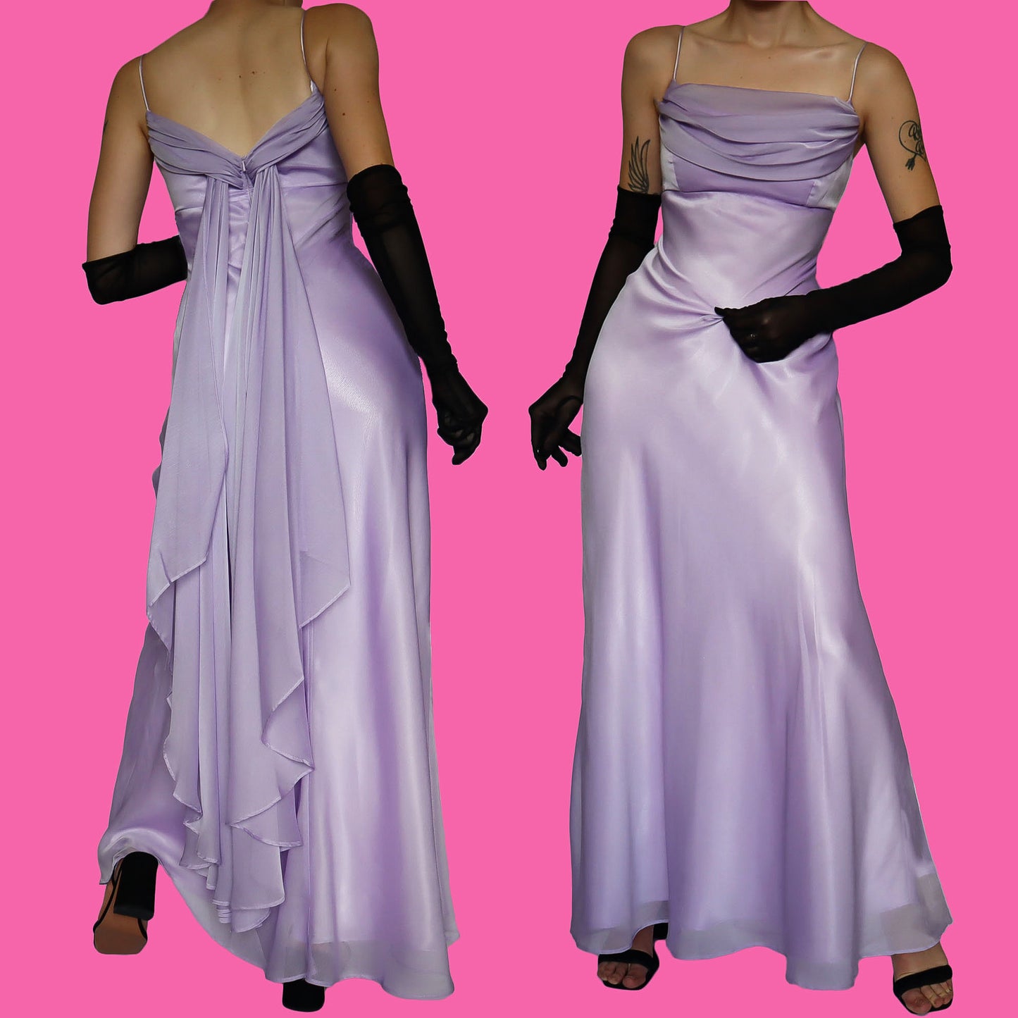 Tiffanys lilac chiffon evening dress UK 12