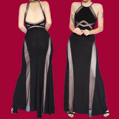 Black stretch Morgan & Co evening dress uk 8
