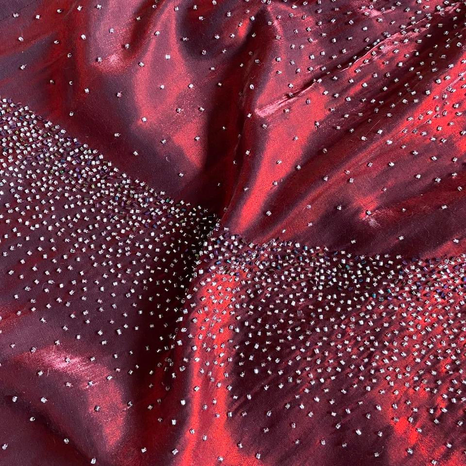 Yve London red shimmery beaded evening dress uk 8-10