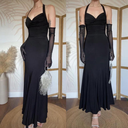 Black Niki Livas stretch evening dress uk 8-10