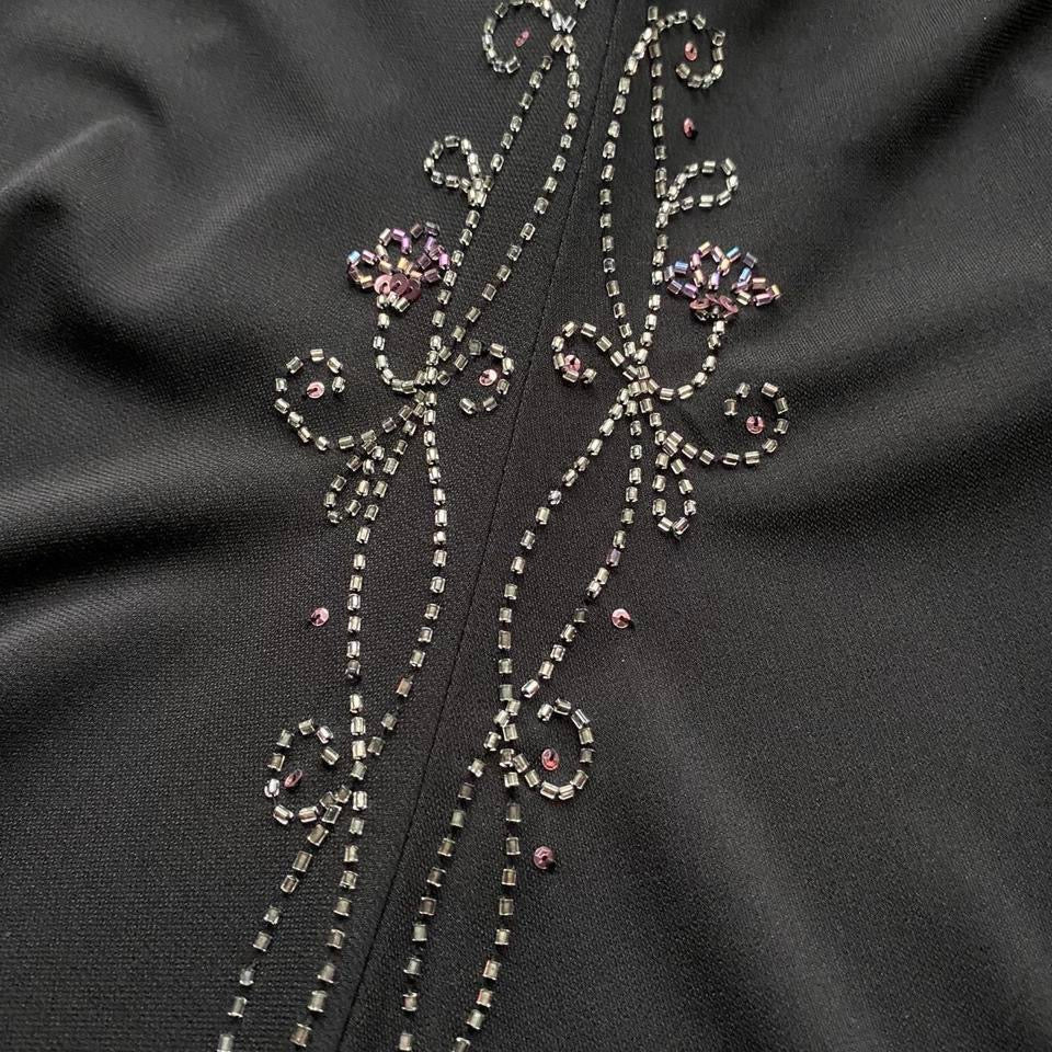 Black vintage 90s Dave & Johnny beaded stretch evening dress UK 16