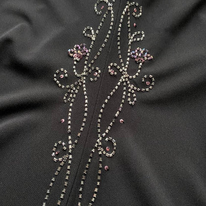 Black vintage 90s Dave & Johnny beaded stretch evening dress UK 16