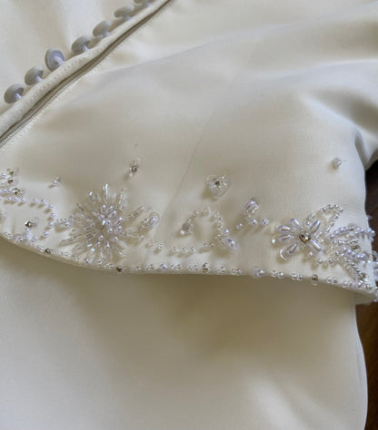 Ivory chiffon long sleeve wedding dress uk 10