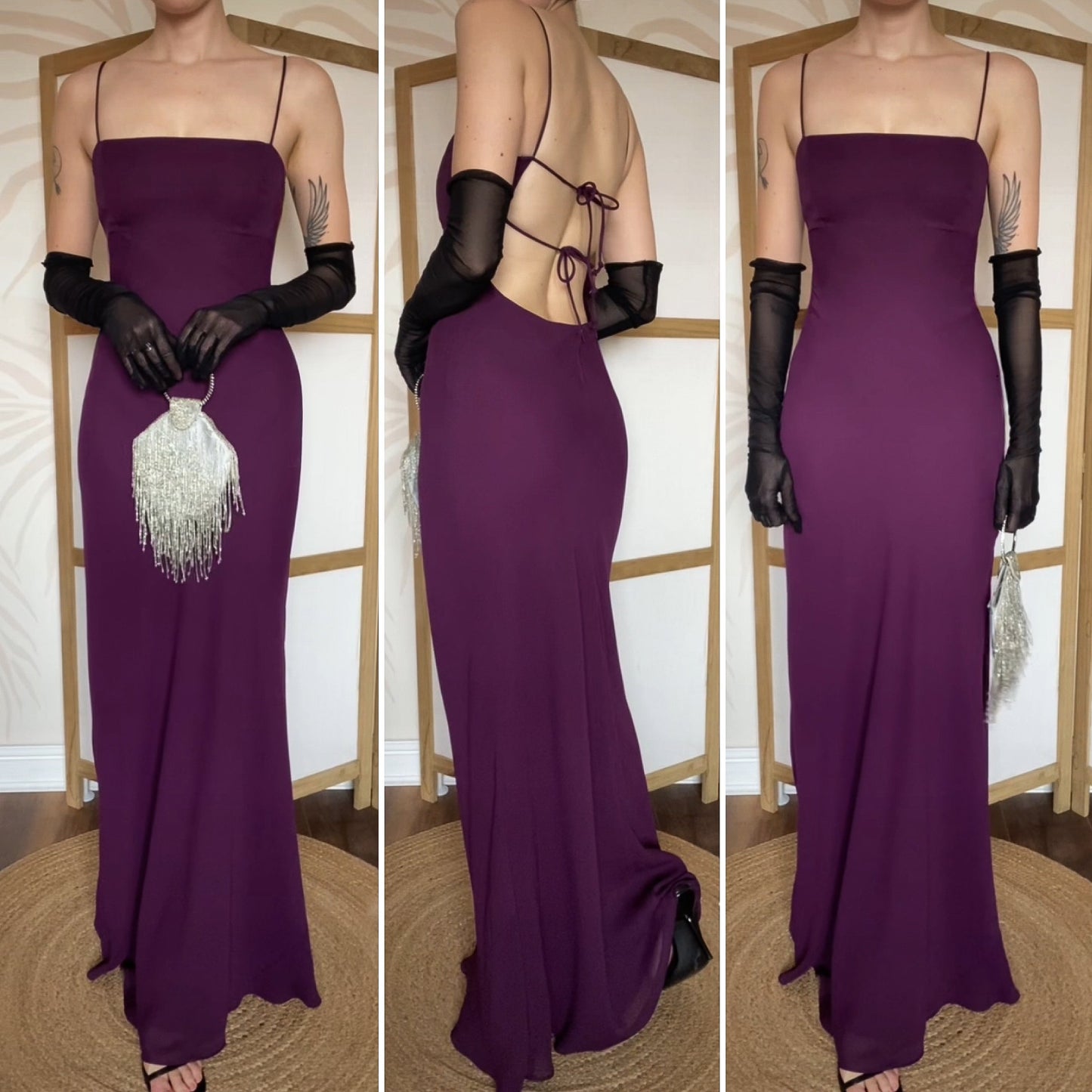 Purple Morgan & Co open back evening dress UK 12