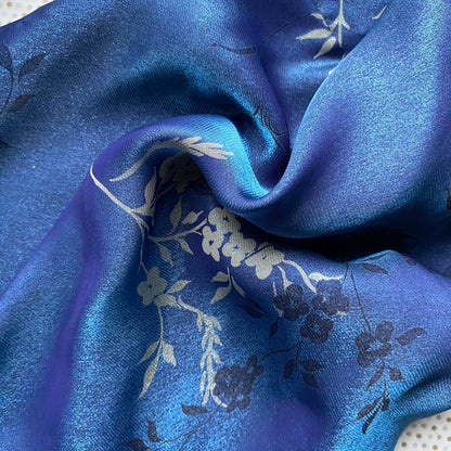 Debut silky blue floral slip dress & shawl UK 10-12