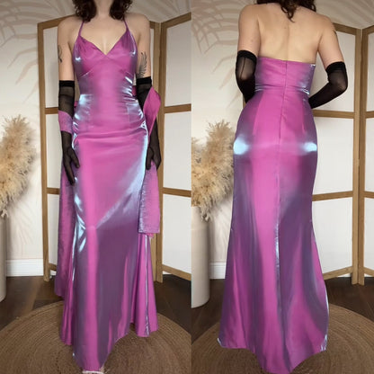 John Charles iridescent pink evening dress & shawl uk 12