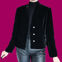 Load image into Gallery viewer, Laura Ashley pinstripe velvet jacket UK M
