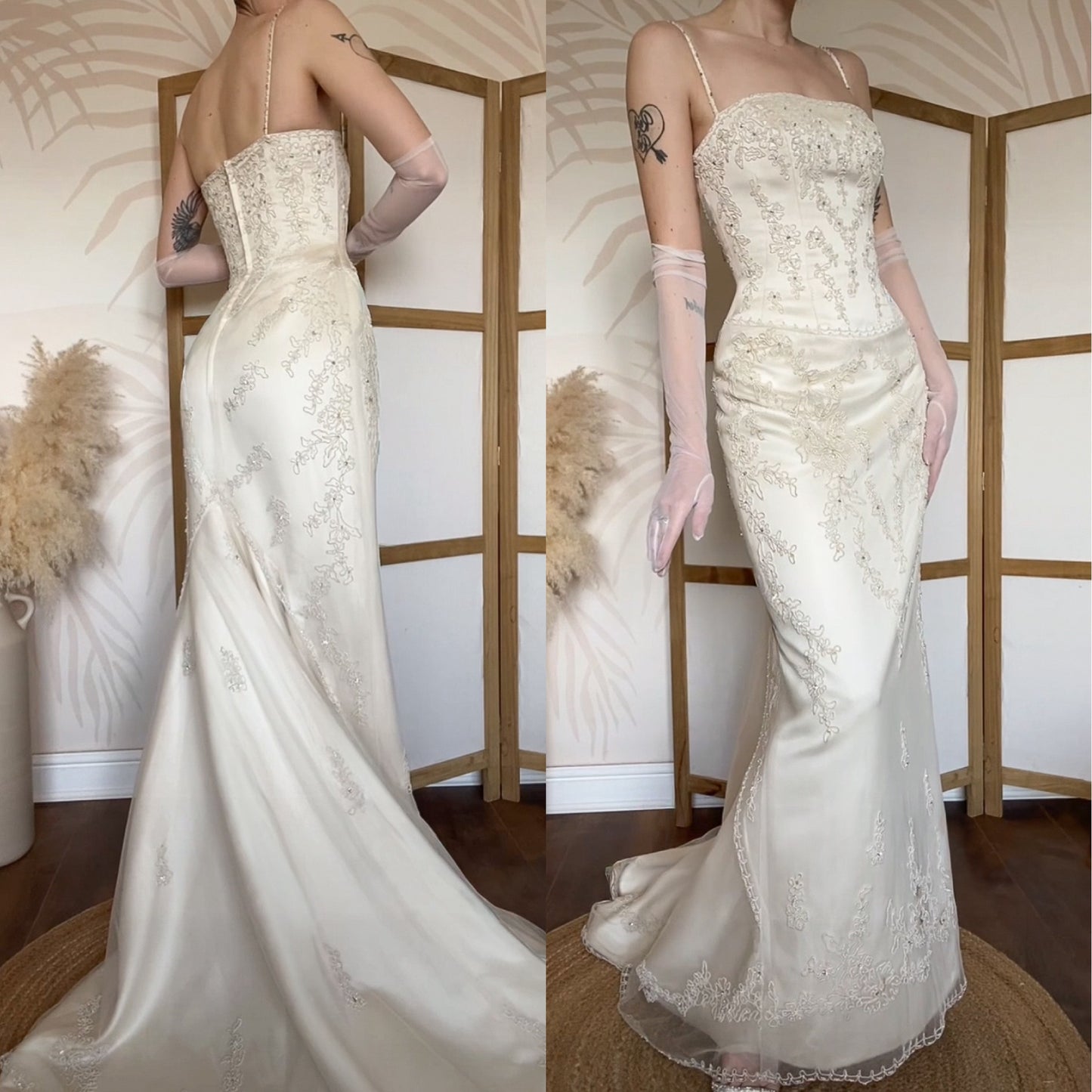 Ivory Benjamin Roberts lace wedding dress uk 12