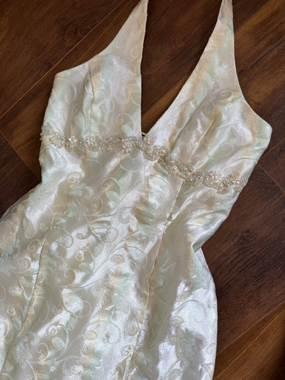 Halter-neck fishtail evening dress uk 14