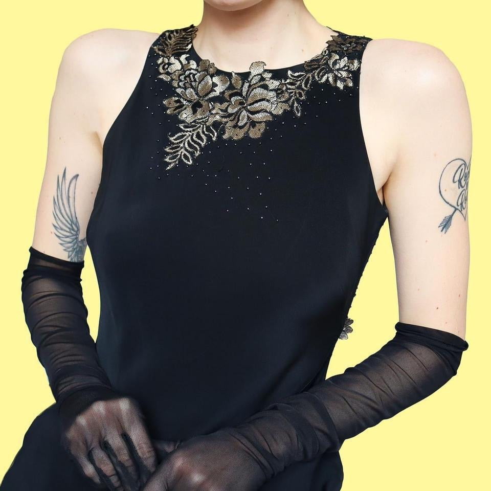 Black open back lace midi dress UK 6-8