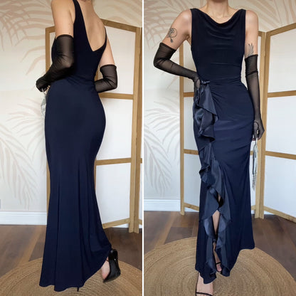 Betsy & Adam navy stretch evening dress UK 10-12