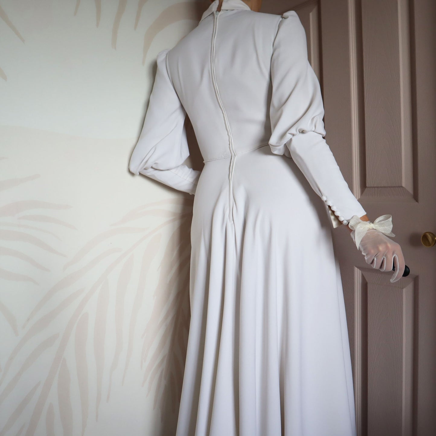 Ellis white long balloon sleeve wedding dress UK 8-10