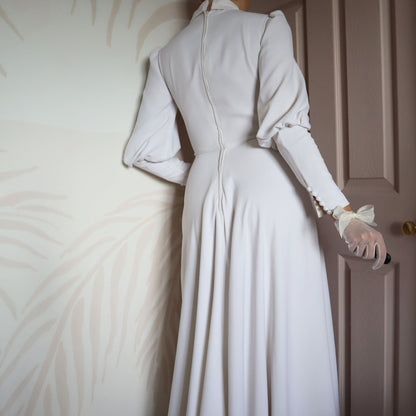 Ellis white long balloon sleeve wedding dress UK 8-10