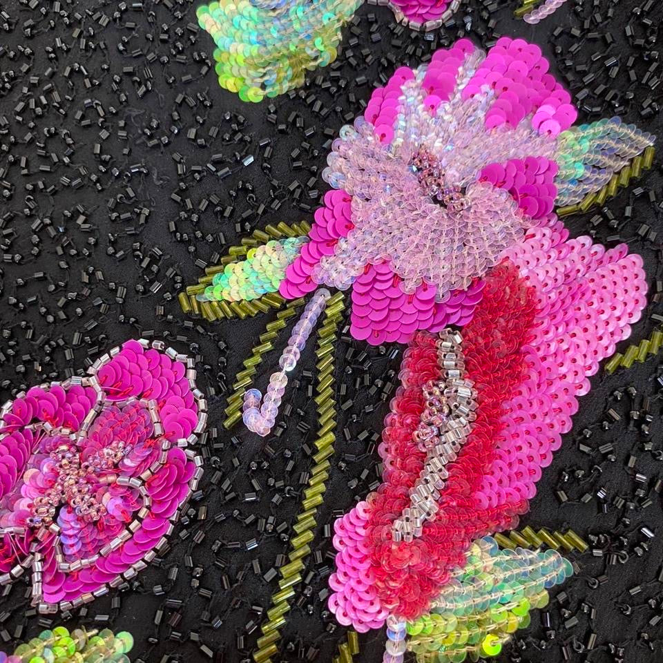 Black Aftershock heavily beaded evening dress UK 12