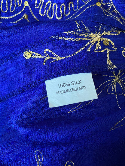 Royal blue 100% silk maxi skirt UK 10