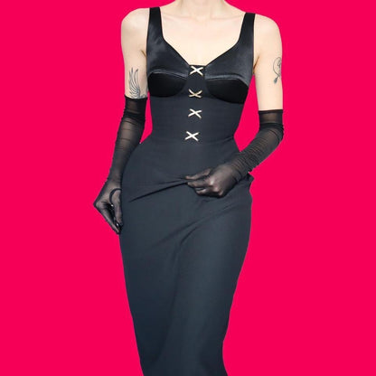 Black fitted diamanté evening dress UK 14