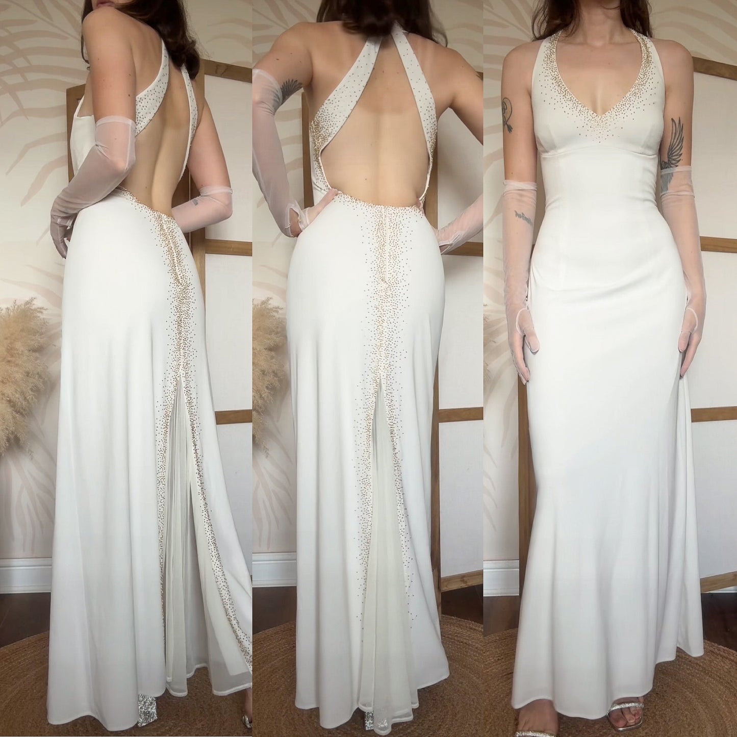 Dave & Johnny beaded wedding or evening dress uk 14