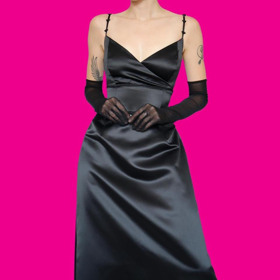 Black Ronald Joyce a-line evening gown UK 16