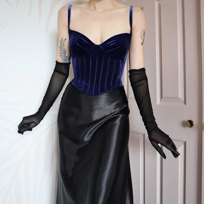 Simon Ellis blue velvet corset dress UK 12