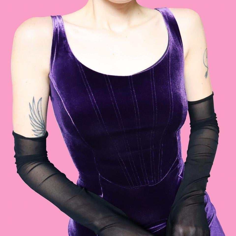 Laura Ashley purple stretch dress UK 16-18