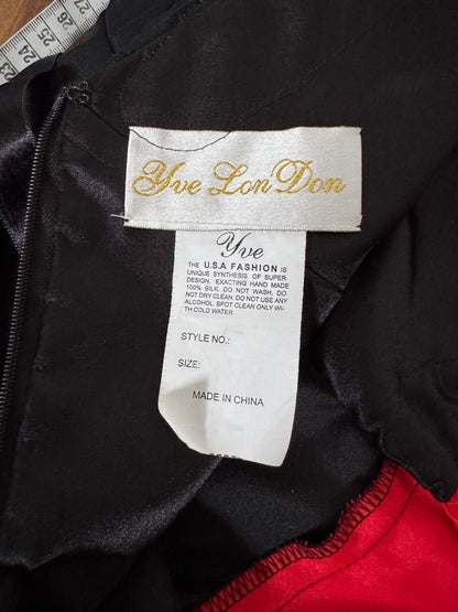 Yve London 100% silk red & black dress uk 14