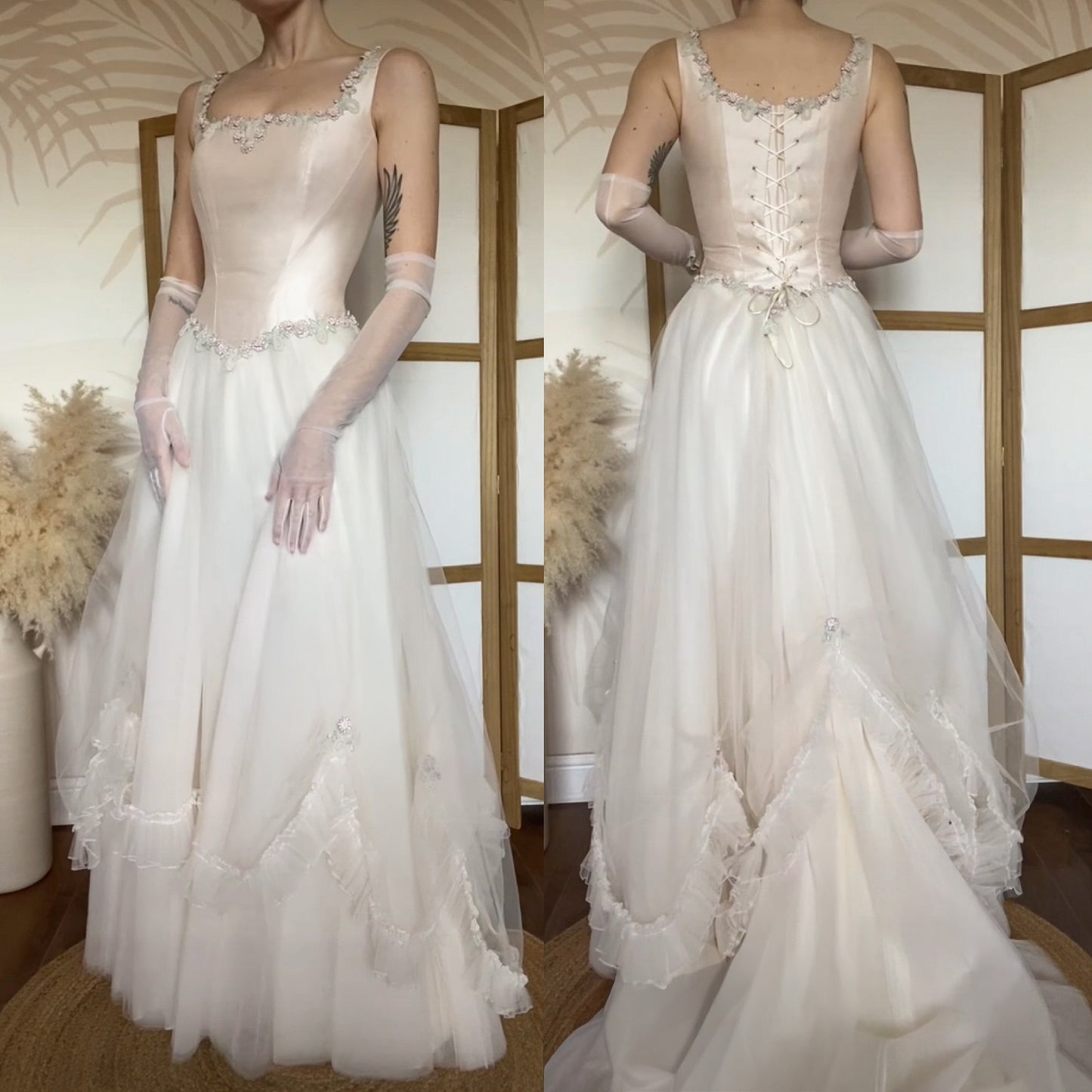 Silk blush pink Helen Marina wedding dress uk 10-12
